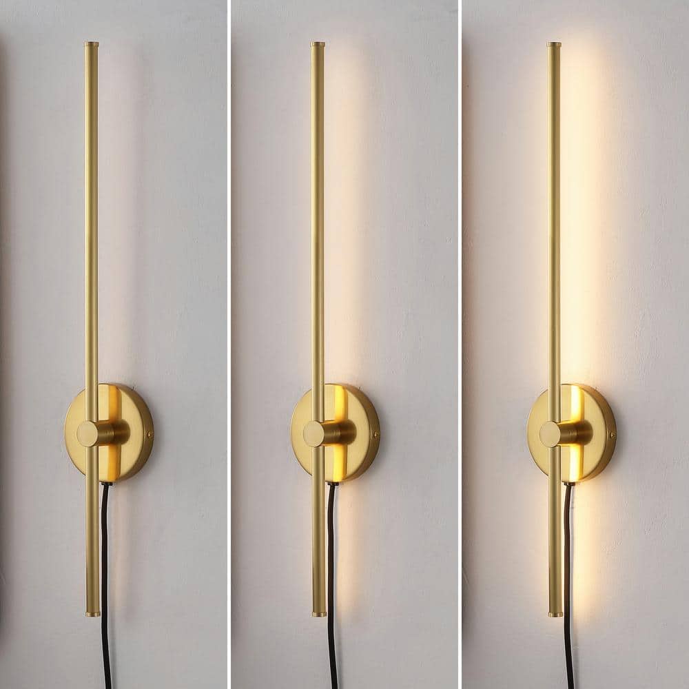 Anton 27.25" Brass Gold Modern Adjustable LED Wall Sconce