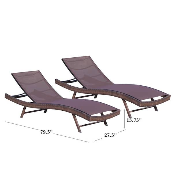 Noble House Jordan Multi Brown 2 Piece Wicker Outdoor Chaise Lounge 67099 The Home Depot