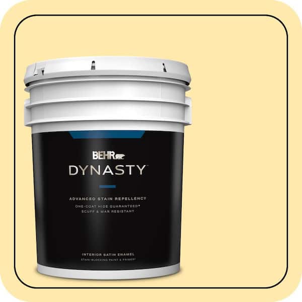 BEHR DYNASTY 5 gal. #360A-3 Banana Split Satin Enamel Interior Stain-Blocking Paint & Primer
