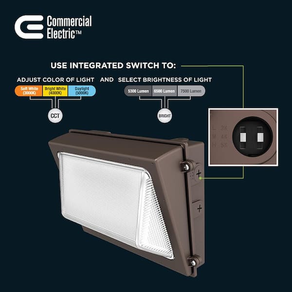 7500-Lumen 60-Watt Bronze LED Wall Pack Light 7500-Lumen 60-Watt Bronze LED Wall Pack Light
