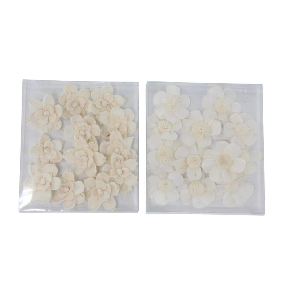 Decmode Boxed Natural White Sunflower And Daisy Sola Flowers, White - Set of 2