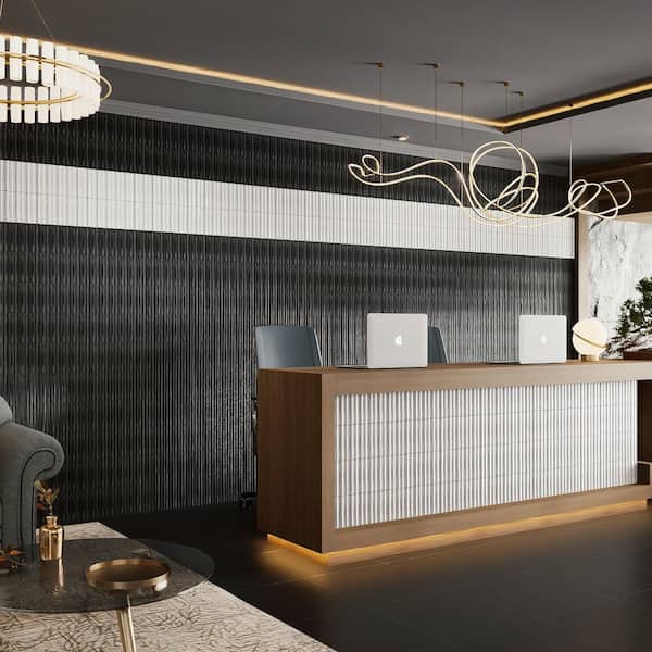 Crown Heights Maori Glossy Black 3 in. x 8 in. Ceramic Wall Tile (9.0 sq. ft. /Case)