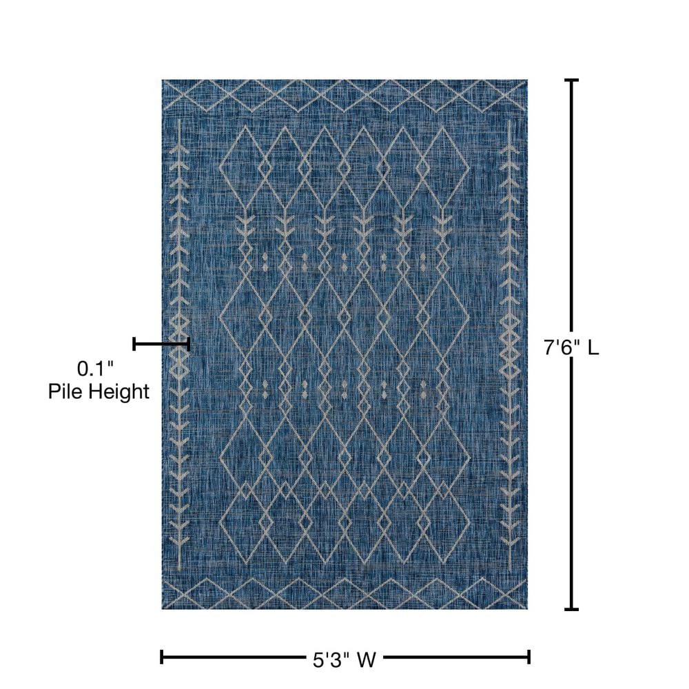 Contemporary Monaco 5'3" x 7'6" Blue Geometric Synthetic Rug
