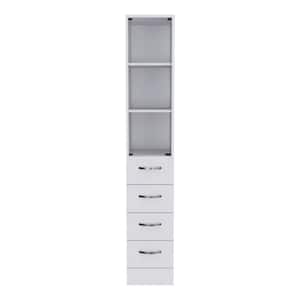 11.97 in. W x 17.56 in. D x 68.29 in. H White Wood Freestanding Linen Cabinet with Drawer and Shelf