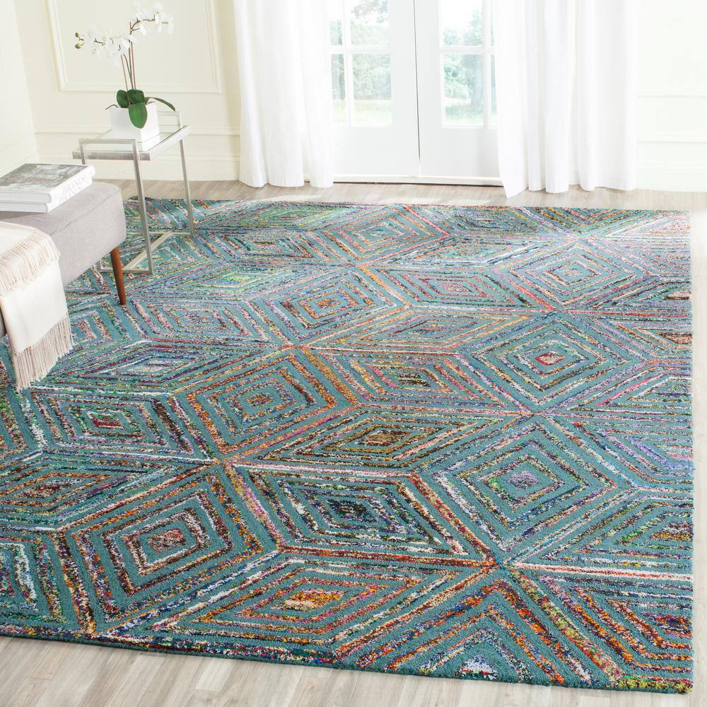 Handmade Nantucket Blue 9' x 12' Tufted Wool Area Rug