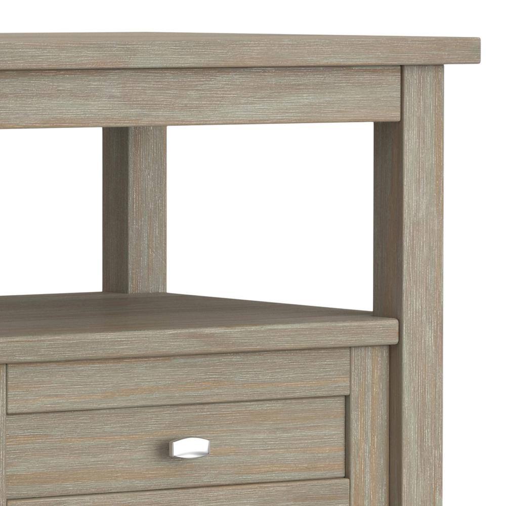 Rustic Distressed Gray Solid Wood End Table with Storage