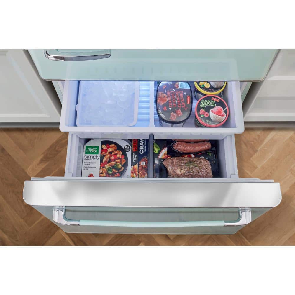 Summer Mint Green 18 Cu. Ft. Bottom Freezer Refrigerator with Ice Maker