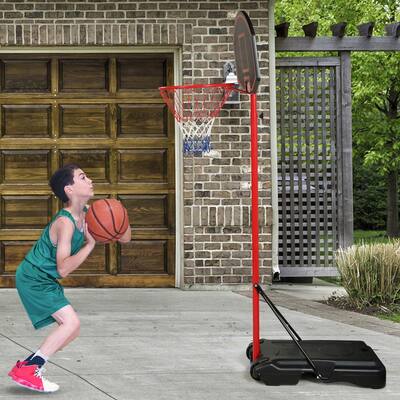 6.3 ft. to 8.4 ft. Portable Basketball Hoop Adjustable Backboard System Stand for kids with Wheels