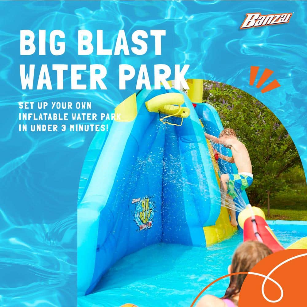 Big Blast Blue and Yellow PVC Inflatable Water Park with Slide and Cannon