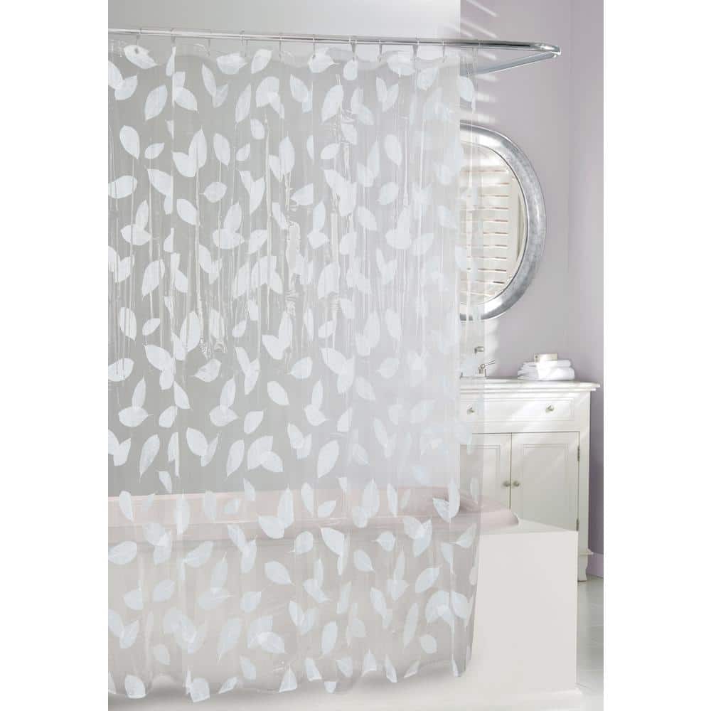 71 in. x 71 in. White Harvest Leaf PEVA Shower Curtain