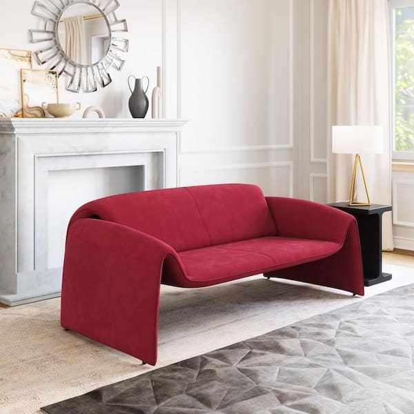 ZUO Horten 69.7 in. W Straight Arm Polyester Velvet Rectangle Modern Sofa in. Red
