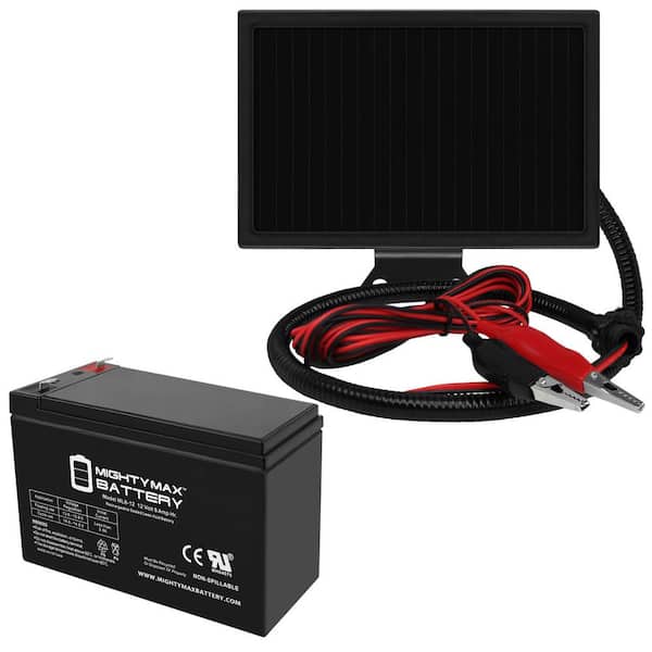 MIGHTY MAX BATTERY 12V 8AH Replacement Battery Compatible with Boss Buck 600LB Automatic Feeder + 12V Solar Panel
