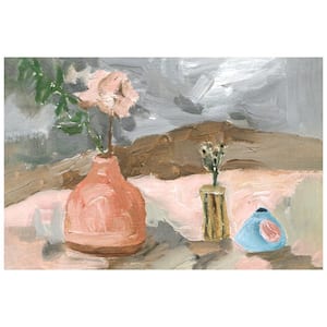 "Rustic Still Life I" Vase and Flower Free Floating Reverse Unframed Printed Tempered Art Glass Wall Art 48 in. x 32 in.