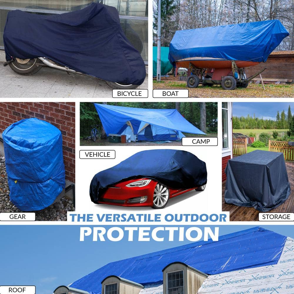 Navy Blue Heavy Duty Rectangular Pool Cover with Overlap