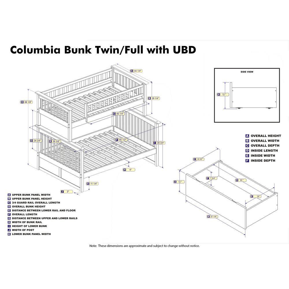 Walnut Full Size Bunk Bed with Storage Drawers