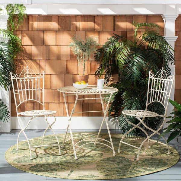 SAFAVIEH Belen Pearl White 3-Piece Metal Outdoor Bistro Set