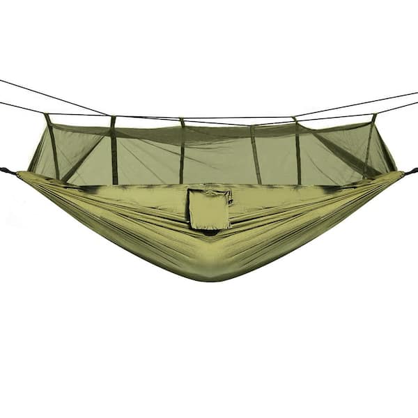Angel Sar 8.5 ft. Portable 600 lbs. Load 2-Persons Outdoor Hiking Camping Hammock with Mosquito Net in Green