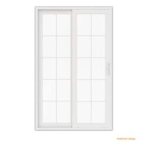 60 in. x 96 in. V-4500 White Vinyl Left-Hand 10 Lite Sliding Patio Door