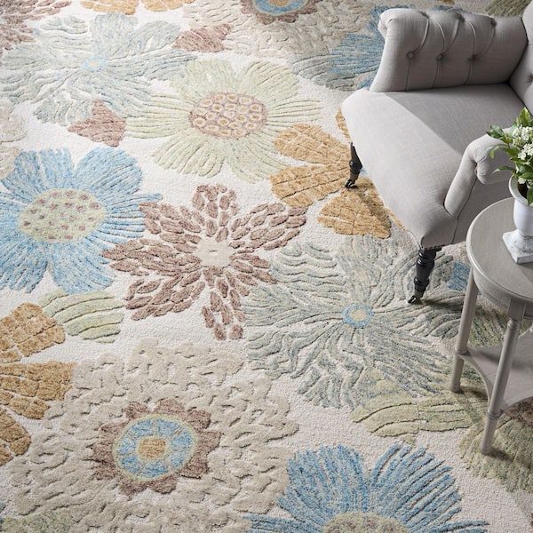 Jardin 9 ft. x 12 ft. Red/Blue Floral Area Rug