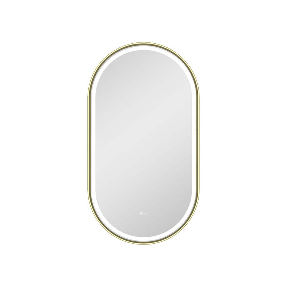 Vanity Mirror 20 in. W x 36 in. H Oval Aluminum Framed Anti-Fog Dimmable LED Backlit Wall Bathroom Vanity Mirror in Gold price history on PriceWatchPro