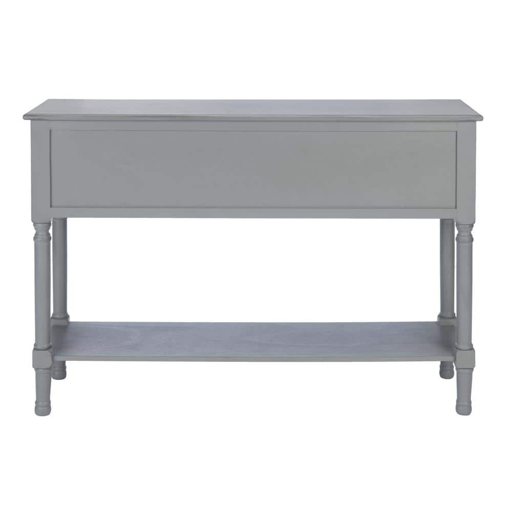 Distressed Gray Pine Wood Console Table with Storage