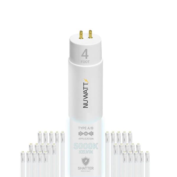 18-Watt 4 ft. LED Linear T8 Tube Light Bulb Type A&B Ballast Bypass Daylight 5000K (30-Pack)