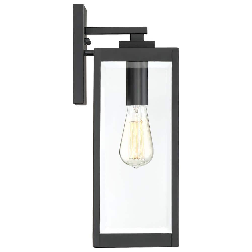17" Black and Bronze Dimmable Outdoor Lantern Sconce