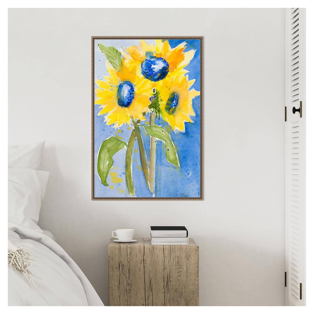 Sunflowers Abstract Canvas Print with Bronze Frame, 23"x33"