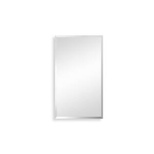 15 in. W x 26 in. H Small Rectangular Silver Aluminum Surface Mount Medicine Cabinet with Mirror