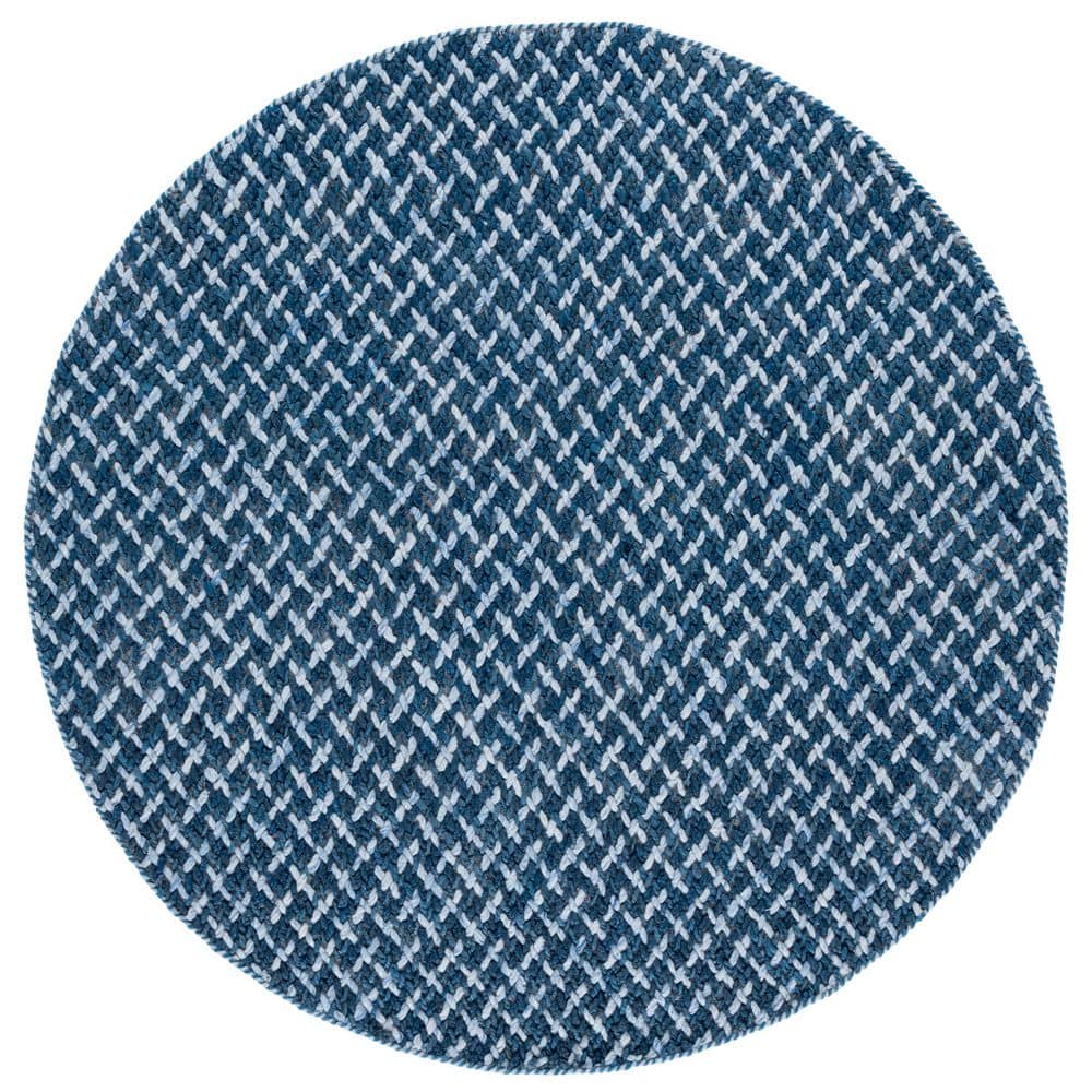 Natural Fiber Couture 6 ft. x 6 ft. Blue/Light Gray Striped Cross Round Area Rug price history on PriceWatchPro