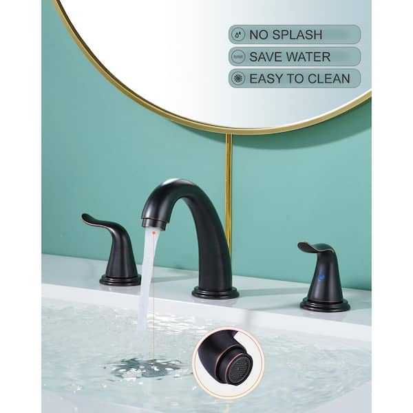 8 in. Widespread Double Handle Bathroom Faucet with 2-Aerators, Pop-up Drain and Supply Lines in Oil Rubbed Bronze