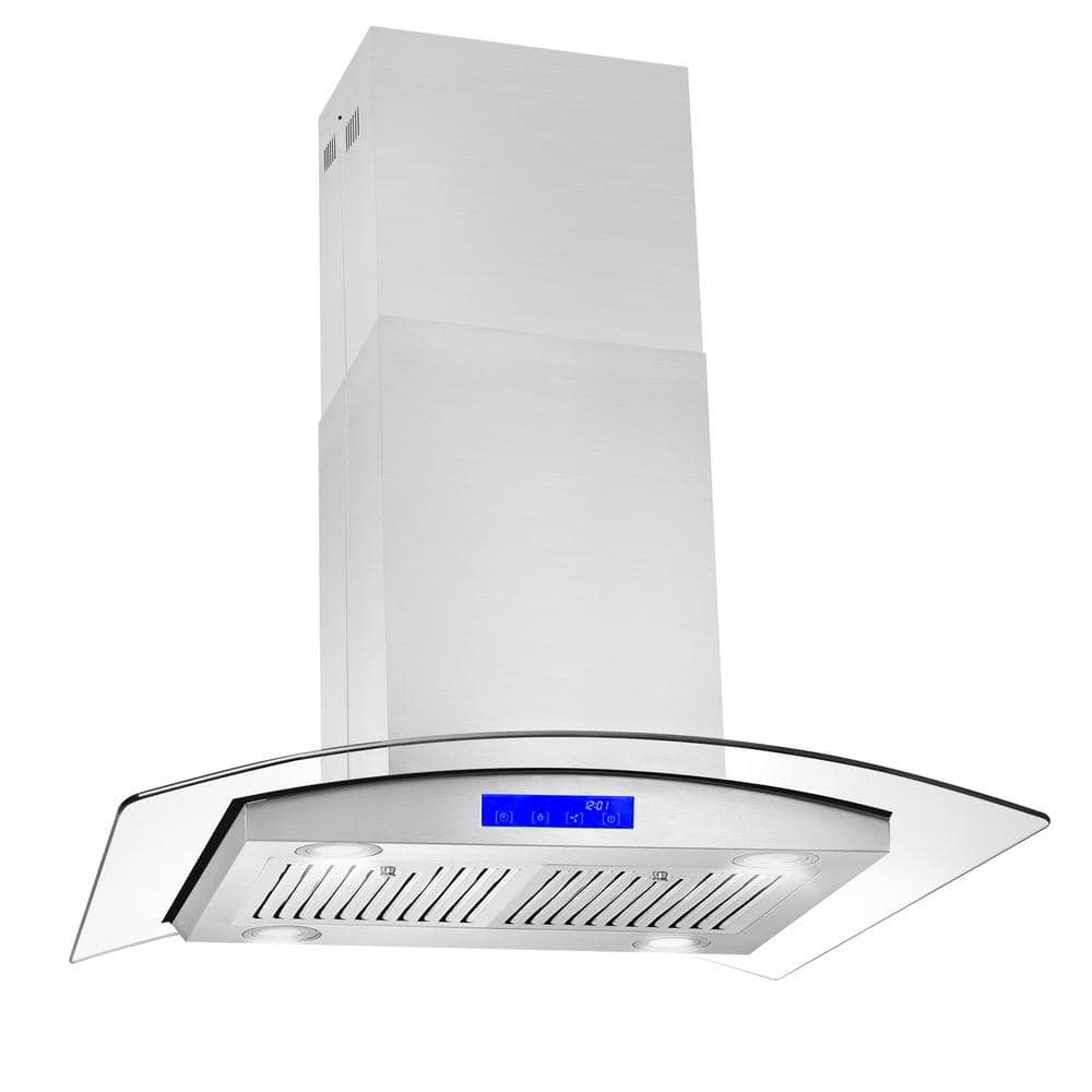 Cosmo 30" Stainless Steel Convertible Island Range Hood with Charcoal Filter