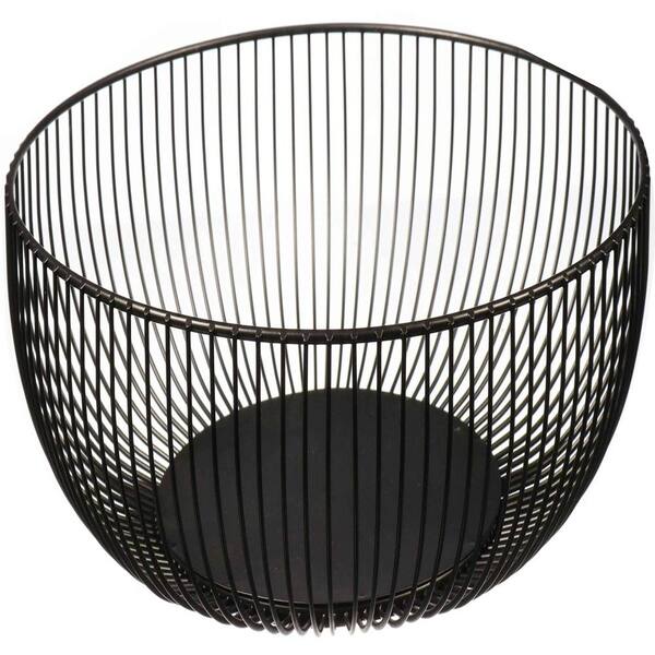 Large Round Black Metal Wire Fruit Basket with Open Airflow Design for Kitchen Counter and Pantry