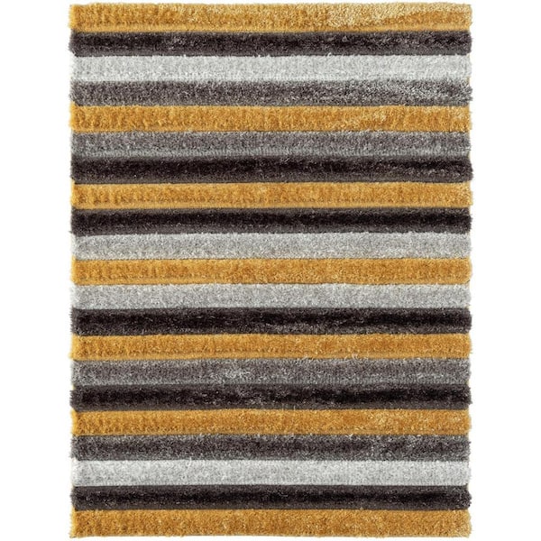 Luxe Weavers Modern Shag Geometric Area Rug, Brown 5x7