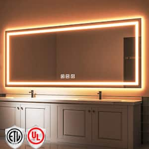 118 in. W x 48 in. H Rectangular Frameless LED Light Anti-Fog Bathroom Wall Mirror with Backlit and Front Light