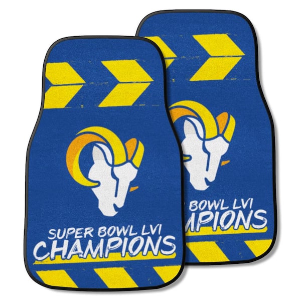 FANMATS Los Angeles Rams Super Bowl LVI 17 in. x 27 in. 2-Piece Nylon Carpet Car Floor Mat Set