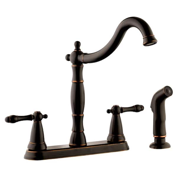 Design House Oakmont 2-Handle Standard Kitchen Faucet with Side Sprayer in Oil Rubbed Bronze