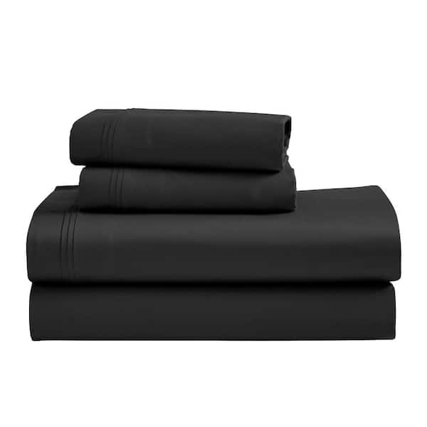 Egyptian Cotton 1500 Thread Count 4-Piece Black Solid King Deep Pocket Sheet Set