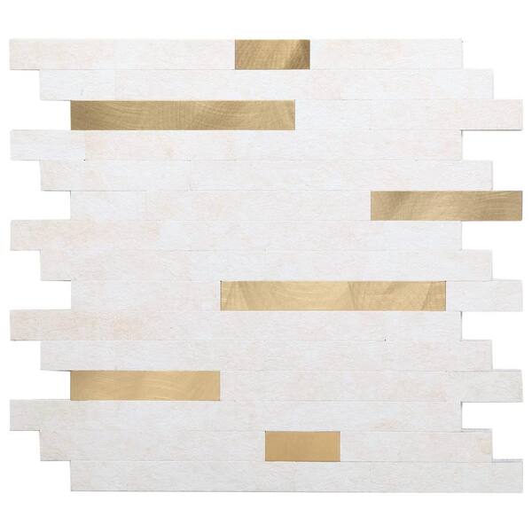 Yipscazo Peel and Stick Backsplash PVC Sticker Wallpaper Smart Tile in Creamy Stone (5-Sheets 12 in. x 12 in.)
