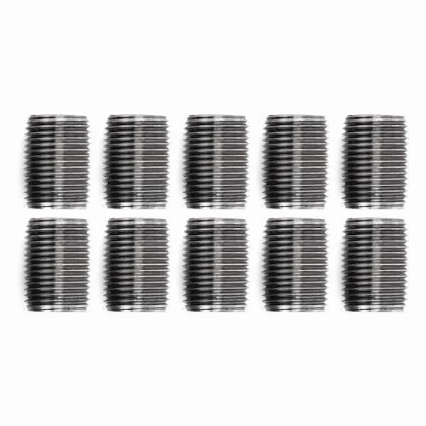 PIPE DECOR 3/8 in. x Close Black Steel Nipple (10-Pack)