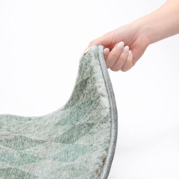 Dream Shag Premium Machine Washable Abstract ADS561 Teal 3 ft. x 4 ft. Area Rug