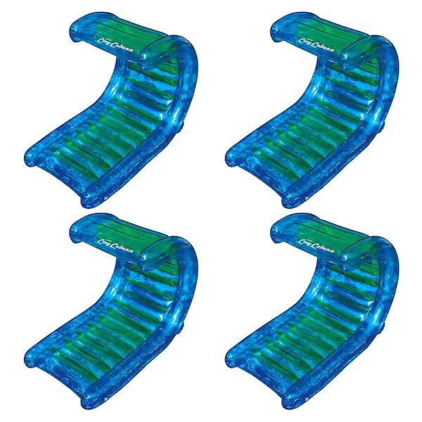 Swimline Blue/Green Inflatable Cozy Cabana 1-Person Pool Float Lounge (4-Pack)
