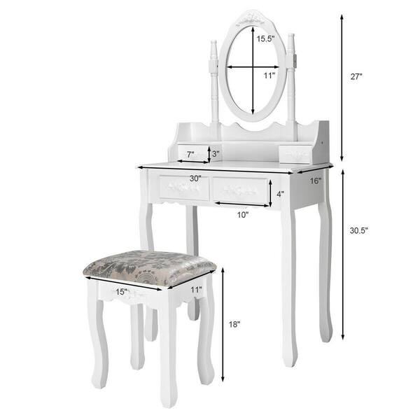 Best Deal for Rpvati Vanity Table Set with Oval Mirror, 4 Drawers