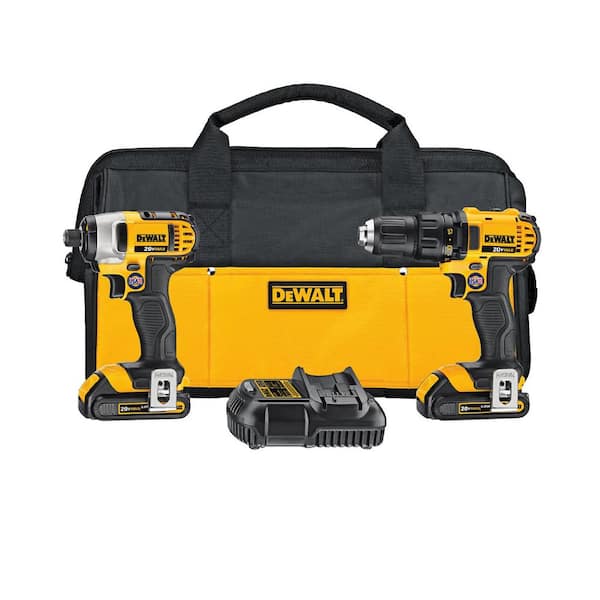 DEWALT 20V MAX Cordless Drill/Impact 2 Tool Combo Kit with (2) 20V 1.5Ah Batteries, Charger, and Bag