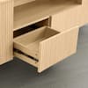 Spruce & Spring Oliver Oak TV Stand Fits TVs up to 80 in. with Wavy Panel Design, 2 Doors & 2 Drawers ,Soft-Close Hinges,Cable Ports SSKJWTTS001-OAK