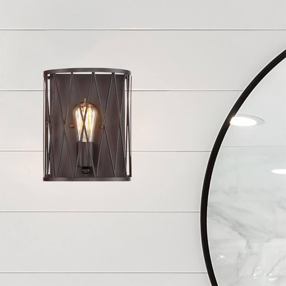 Arris 8 in. 1-Light Vintage Bronze Industrial Wall Sconce with Open Cage Design price history on PriceWatchPro
