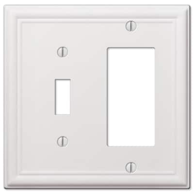 Ascher 2 Gang 1-Toggle and 1-Rocker Steel Wall Plate - White