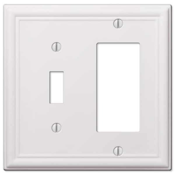 AMERELLE Ascher 2 Gang 1-Toggle and 1-Rocker Steel Wall Plate - White