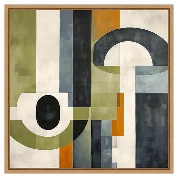 Amanti Art Sage Green Midcentury I by Irena Orlov 22 in. W x 22 in. H Canvas Float Frame in Brown
