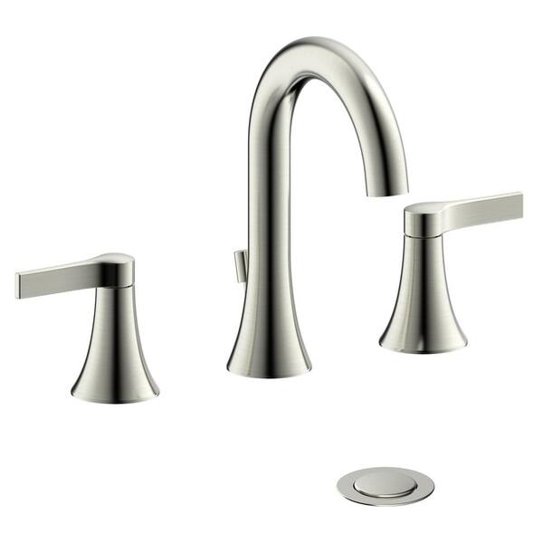 Modern Commercial Two Handle Brushed Nickel Bathroom Faucet 